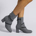 Chunky Mid Heel Boots With Rhinestone Chain Design Shoes For Women - ROUTINE FASHION